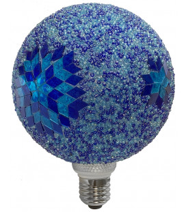 2601280-AZ LAMPARA GLOBO LED ABALORIOS AZUL 3W E27