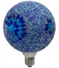 2601280-AZ LAMPARA GLOBO LED ABALORIOS AZUL 3W E27