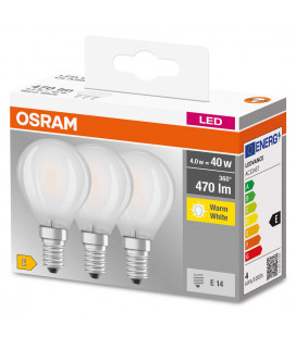 819399 3u LAMPARA ESFERICA FIL LED MATE E14 4W 2700K BASE OSRAM