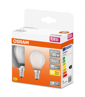 132894 2u LAMPARA ESFERICA FIL LED MATE E14 4W 2700K RETROFIT OSRAM