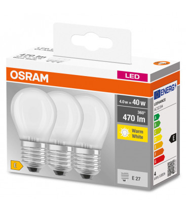 113022 3u LAMPARA ESFERICA FIL LED MATE E27 4W 2700K BASE OSRAM