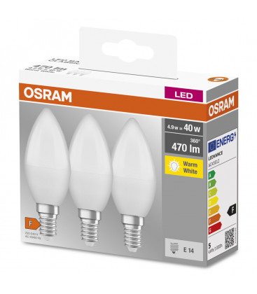 429680 3u LAMPARA VELA LED 4,9W E14 4000K BASE OSRAM