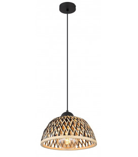 15767H LAMPARA COLGANTE 1xE27 LED 15W 230V Ø300mm BAMBU NATURAL NEGRO COLLY GLOBO