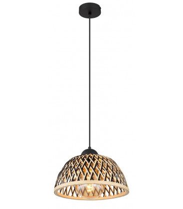 15767H LAMPARA COLGANTE 1xE27 LED 15W 230V Ø300mm BAMBU NATURAL NEGRO COLLY GLOBO