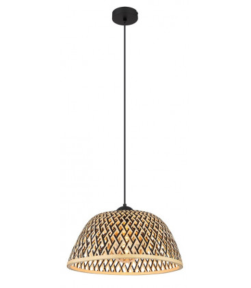 15767H1 LAMPARA COLGANTE 1xE27 LED 15W 230V Ø400mm BAMBU NATURAL NEGRO COLLY GLOBO