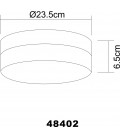 48402 PLAFON TECHO REDONDO 2xE27 40W 230V Ø240mm METAL OPAL GLOBO