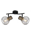 54012-2s REGLETA METAL NEGRO Y COLOR MADERA 2XE27 40W LUISE GLOBO