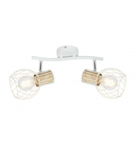 54012-2 REGLETA METAL BLANCO Y COLOR MADERA 2XE27 40W LUISE GLOBO