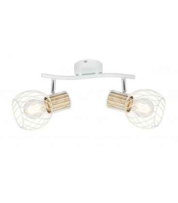 54012-2 REGLETA METAL BLANCO Y COLOR MADERA 2XE27 40W LUISE GLOBO