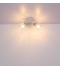 54012-2 REGLETA METAL BLANCO Y COLOR MADERA 2XE27 40W LUISE GLOBO