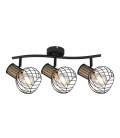 54012-3ds REGLETA METAL NEGRO Y COLOR MADERA 3XE27 40W LUISE GLOBO