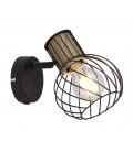 54012-1s FOCO METAL NEGRO Y COLOR MADERA 1XE27 40W LUISE GLOBO