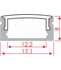 54121 2m PERFIL ALUM SUPERFICIE 12,5mm SIN DIFUSOR