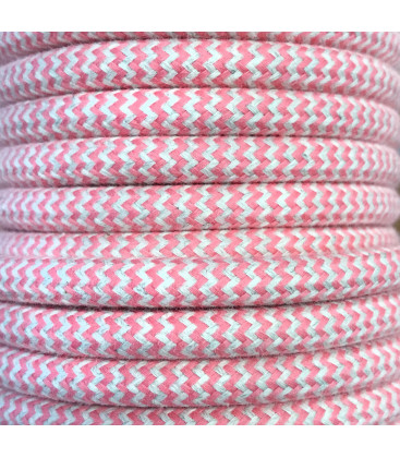 CIR62BA06 5 MTS CABLE TEXTIL ZIG-ZAG ROSA ALGODON