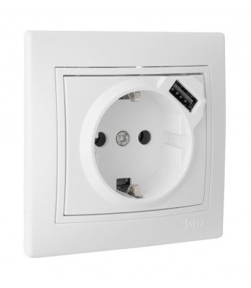 ERP60USBU BASE SCHUKO CON USB BLANCA SERIE EUROPA