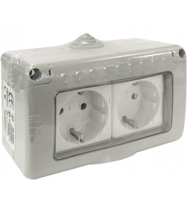 041007 BASE DOBLE SCHUKO ESTANCA IP55 10A 250V