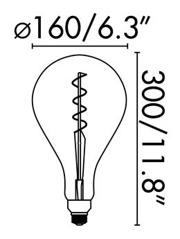 Bombilla LED con filamento A160 ámbar 5W de Faro