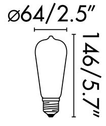 Pebetero LED con filamento liso 5W conexión E27 de Faro