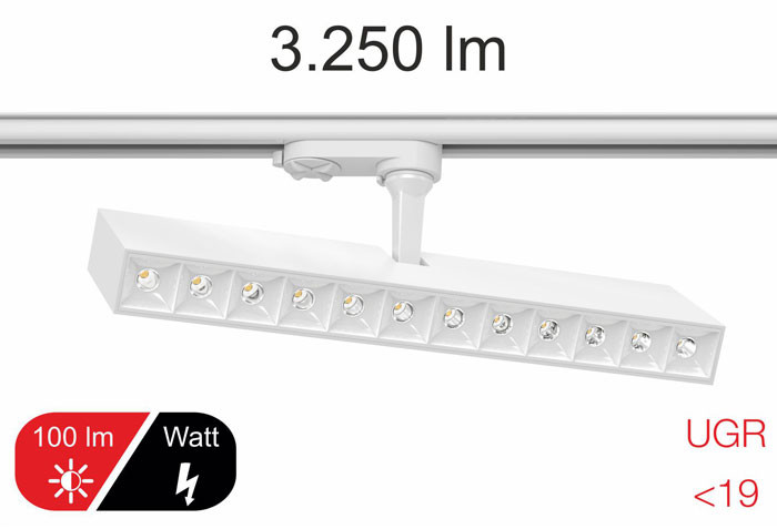 Proyector de carril ALFA 32W 220-240V 45º de Beneito Faure