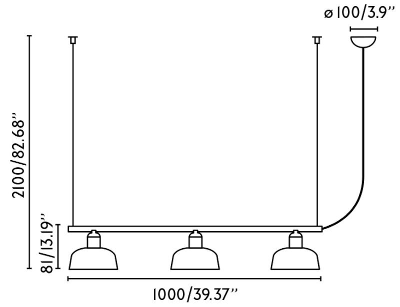 Lámpara colgante LED TATAWIN S 3xE27 LINEAL de Faro Barcelona