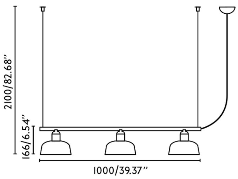 Lámpara colgante LED TATAWIN S 3xE27 LINEAL de Faro Barcelona
