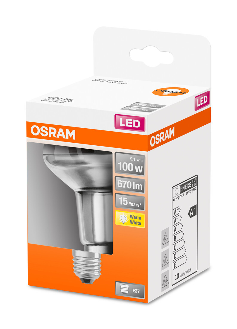 433267 LAMPARA R80 LED 9,1W E27 2700K 36° STAR OSRAM