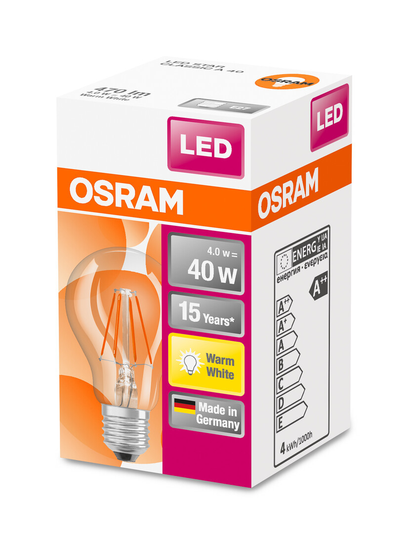 112216 LAMPARA STANDARD FIL LED E27 4W 2700K RETROFIT OSRAM