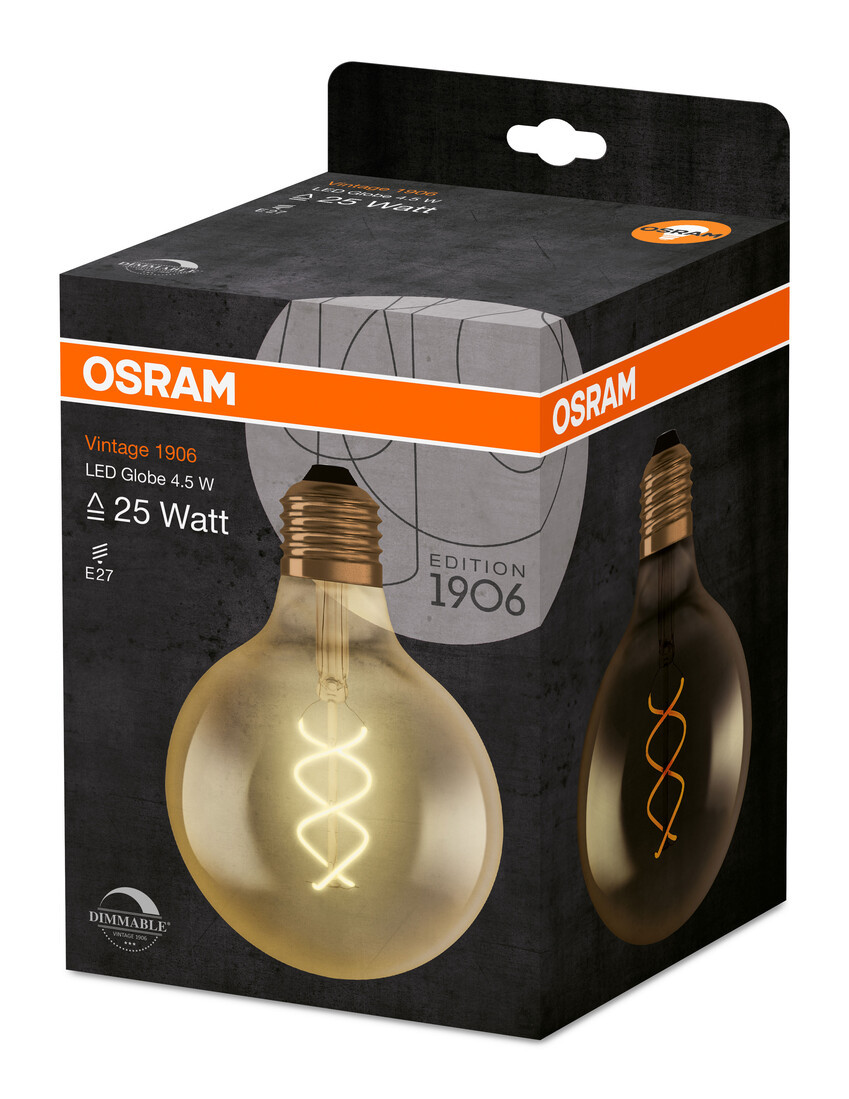 270008 LAMPARA GLOBO FILAMENTO LED REG E27 4,5W 2000K VINTAGE 1906 OSRAM