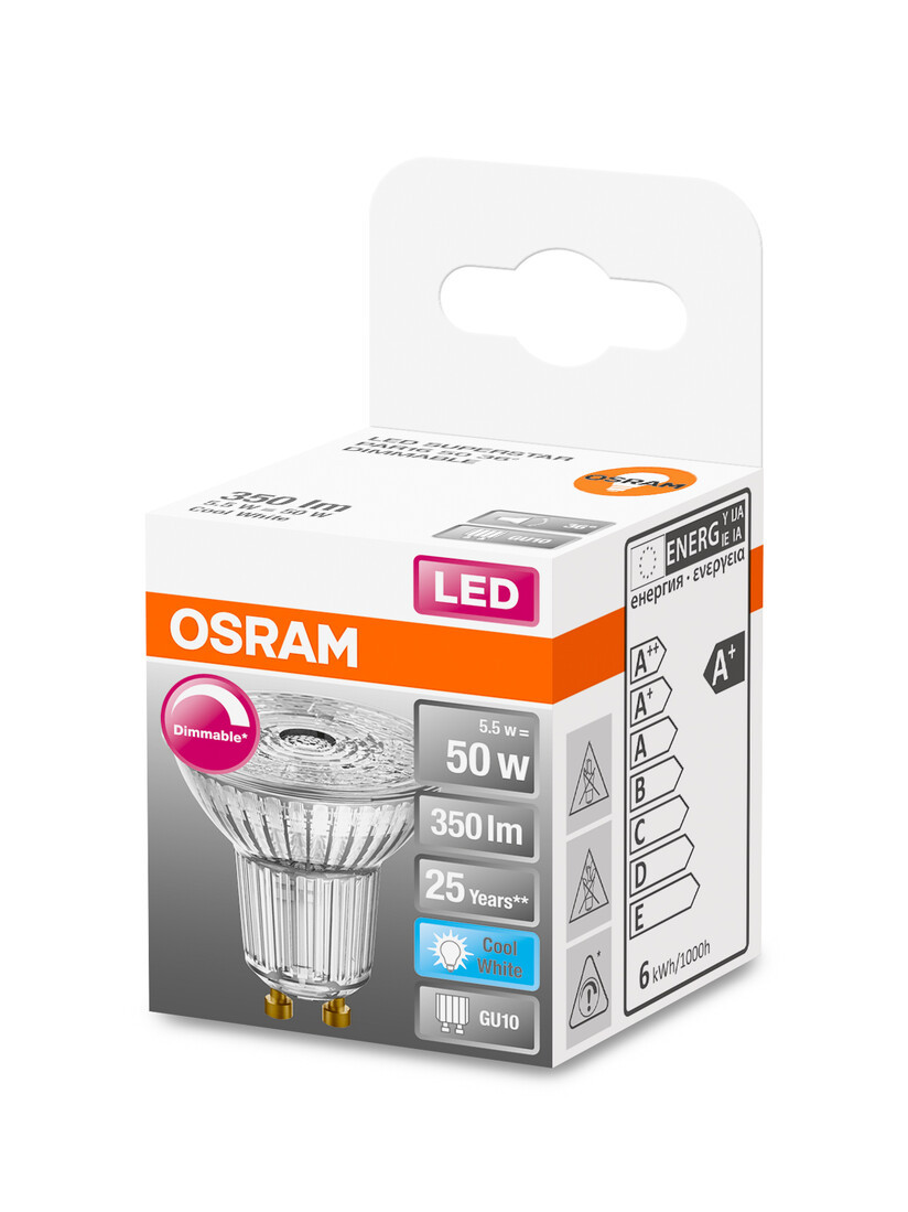 798120 LAMPARA PAR16 LED REGULABLE GU10 4,5W 4000K 36° SUPERSTAR OSRAM