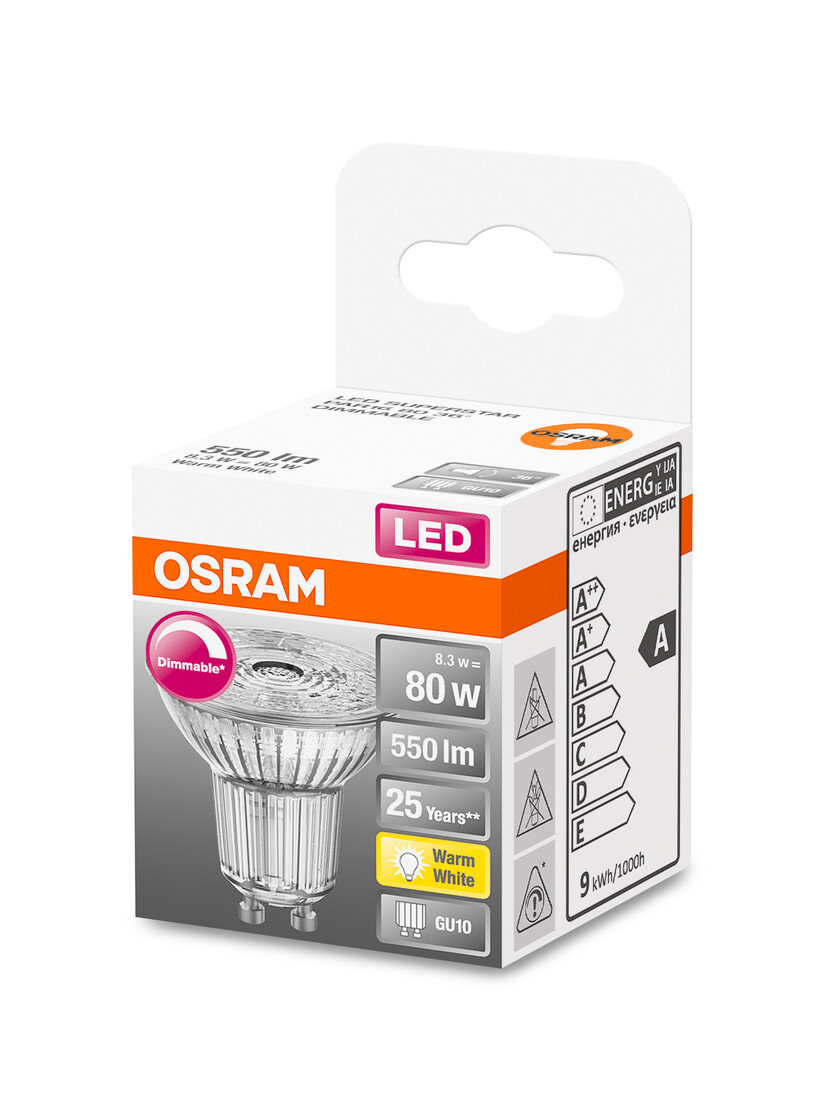 433663 LAMPARA PAR16 LED REGULABLE GU10 8W 2700K 36° SUPERSTAR OSRAM