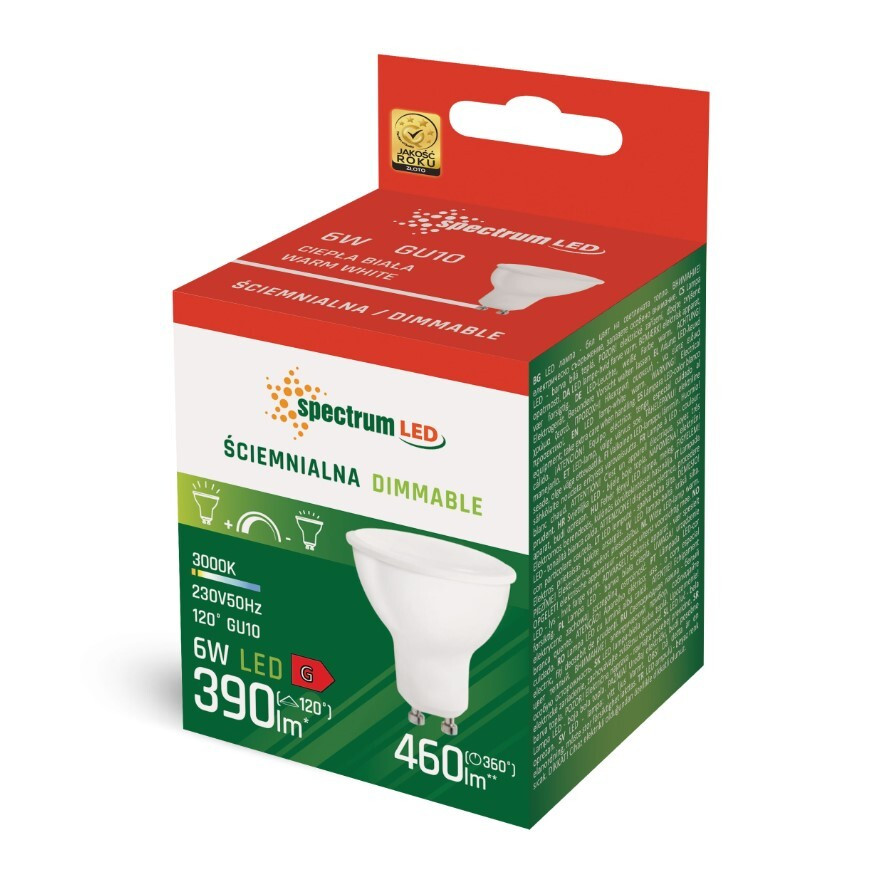 WOJ+14384 LAMPARA LED GU10 6W 3000K 460Lm 120º REGULABLE SPECTRUM