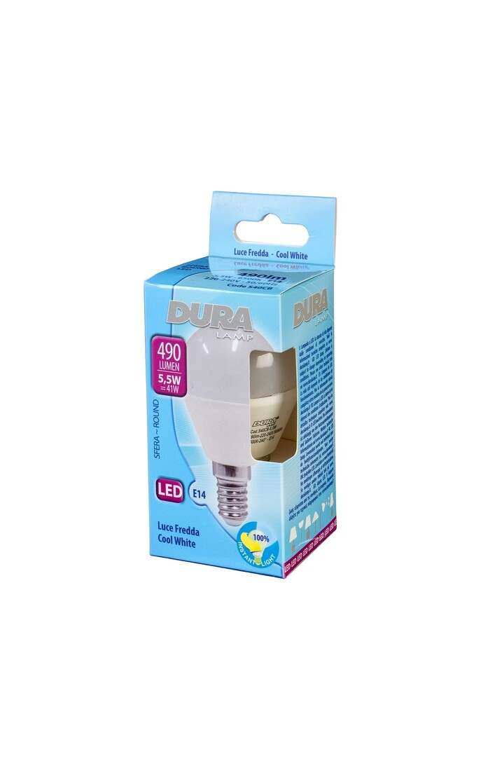 S40CB LAMPARA ESFERICA LED E14 5W 6500K DURALAMP
