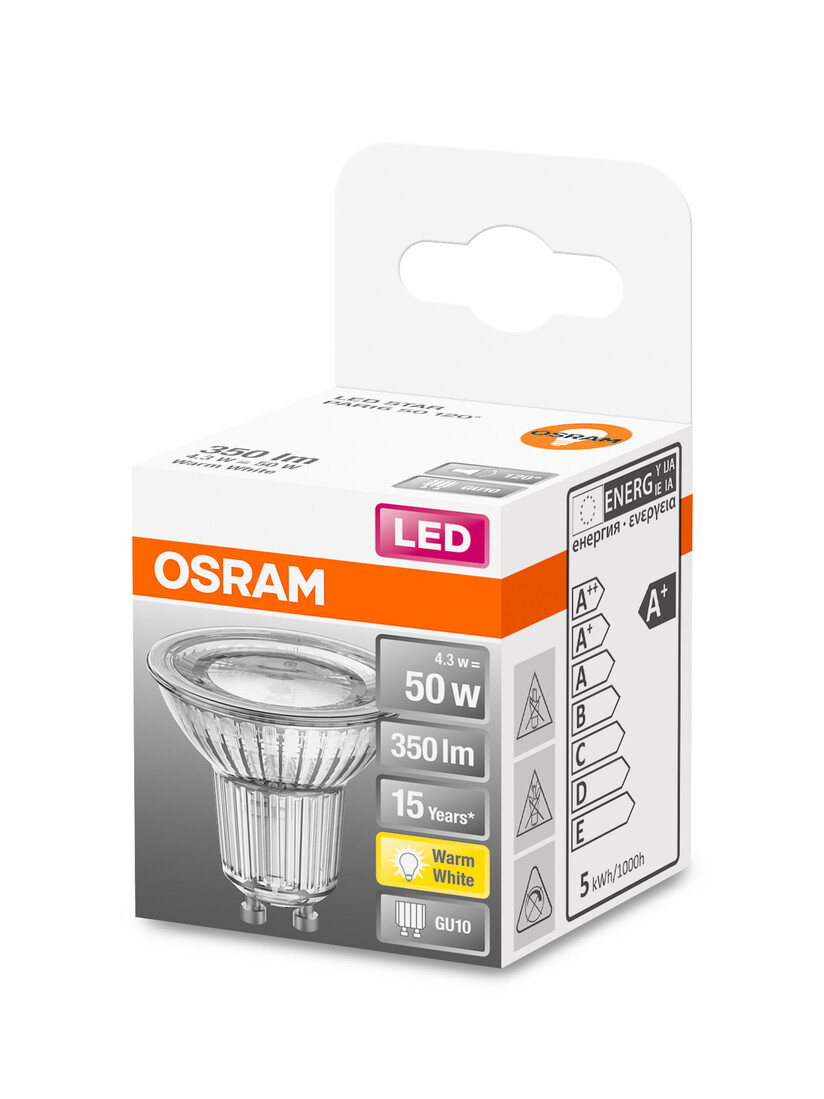 303263 LAMPARA PAR16 LED GU10 4,3W 2700K 120° STAR OSRAM