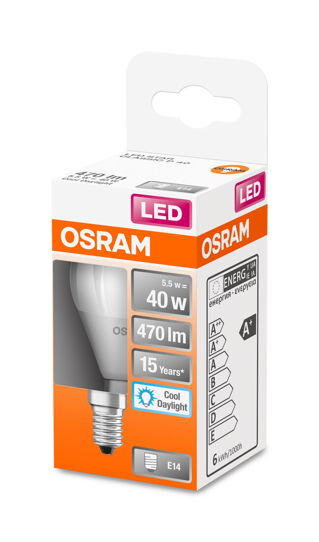431010 LAMPARA ESFERICA LED E14 5,5W 6500K STAR OSRAM