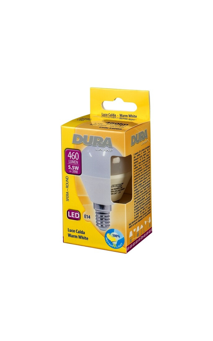 S40WB LAMPARA ESFERICA LED E14 5W 3000K DURALAMP