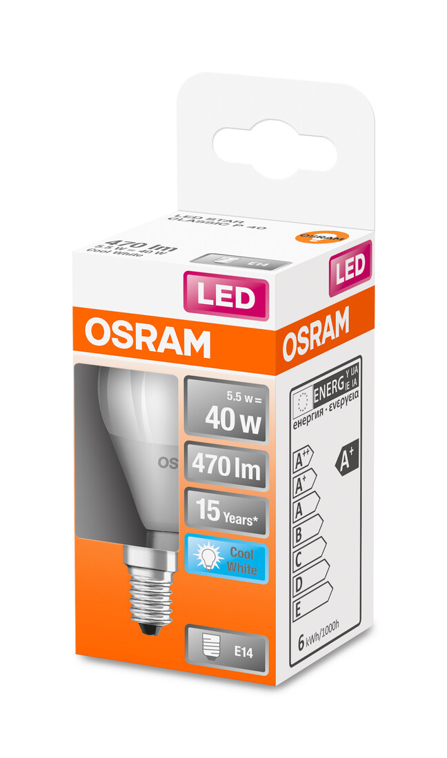 430815 LAMPARA ESFERICA LED E14 5,5W 4000K STAR OSRAM