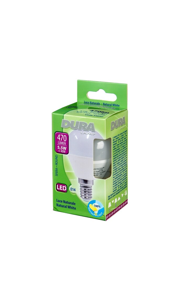 S40NB LAMPARA ESFERICA LED E14 5,5W 4000K DURALAMP