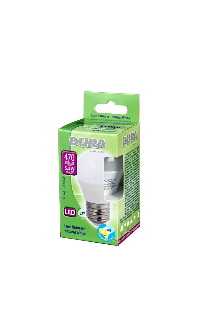 S407NB LAMPARA ESFERICA LED E27 5W 4000K DURALAM