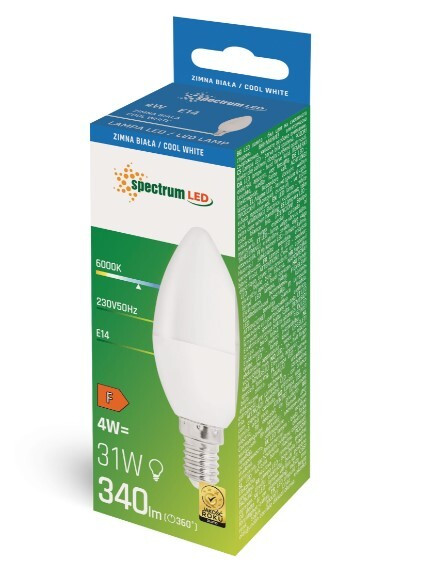 WOJ+13035_4W LAMPARA VELA LED 4W E14 6500K SPECTRUM