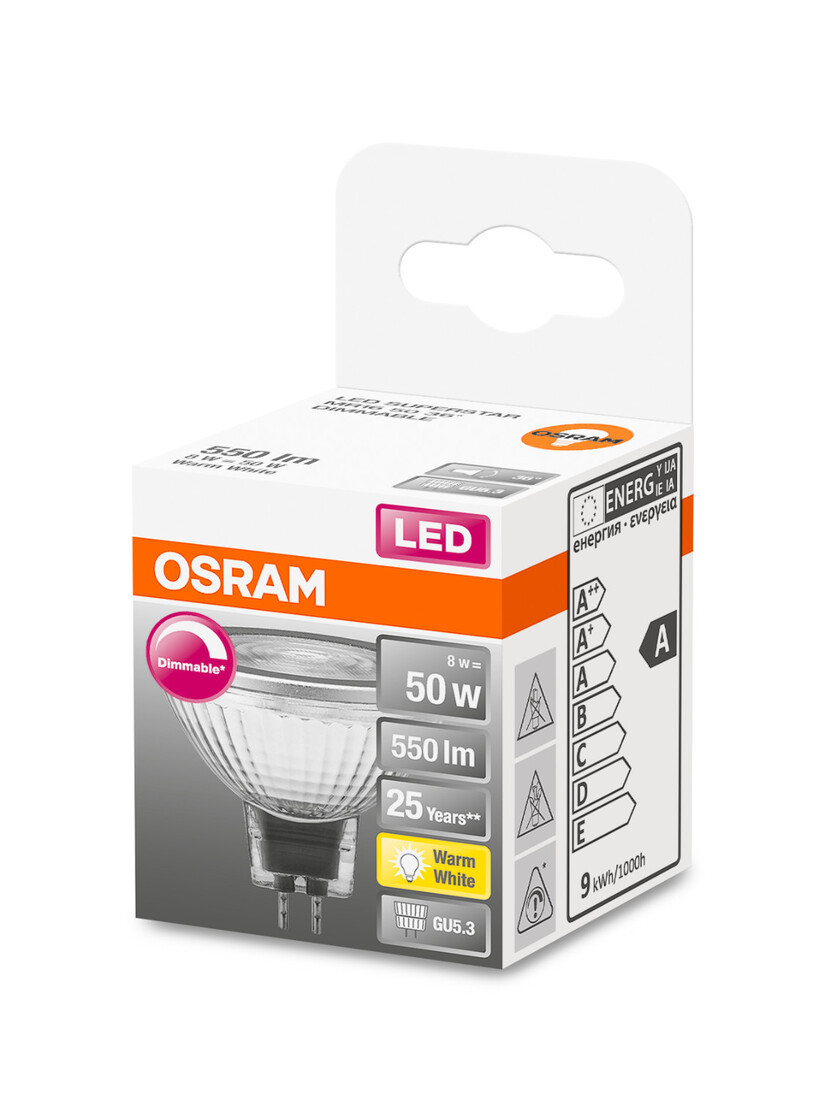 433724 LAMPARA MR16 LED REGULABLE GU5,3 8W 2700K 36° SUPERSTAR OSRAM