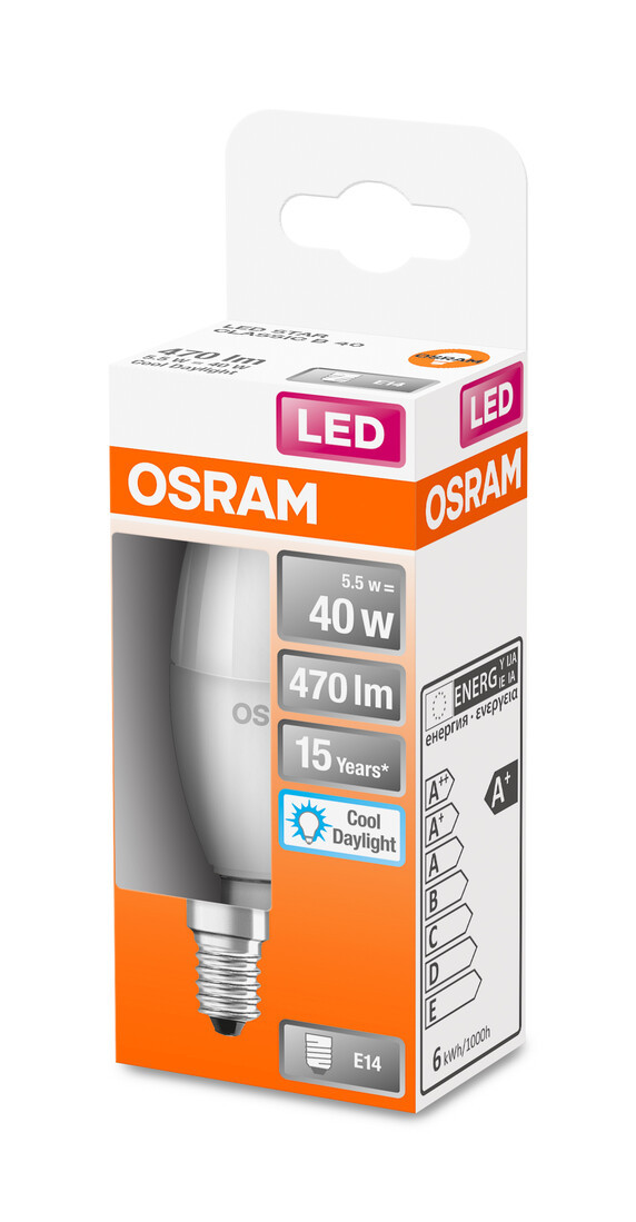 430976 LAMPARA VELA LED 5,5W E14 6500K STAR OSRAM