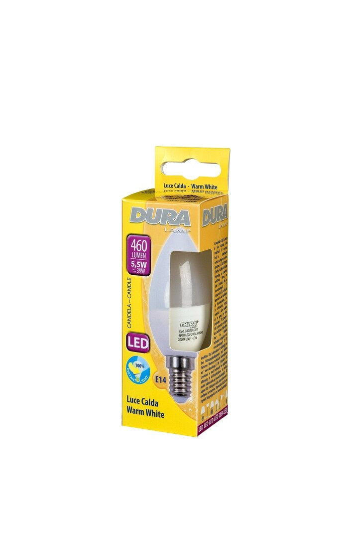 C40WB LAMPARA VELA LED E14 5,5W 3000K DURALAMP