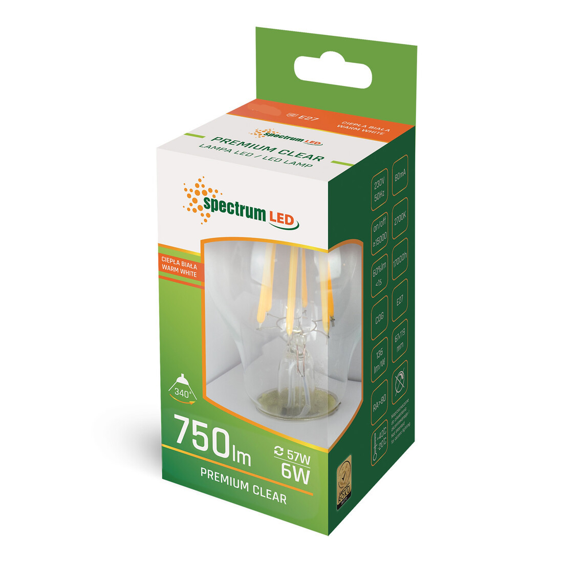 WOJ+14599 LAMPARA STANDARD LED CRISTAL 7W E27 2700K SPECTRUM