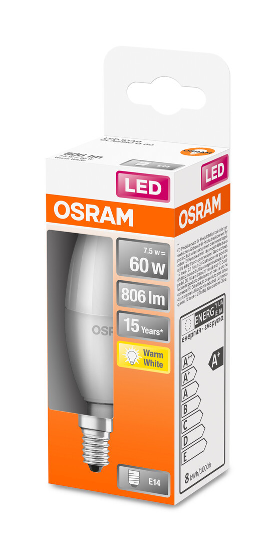 428546 LAMPARA VELA LED 7,5W E14 2700K STAR OSRAM