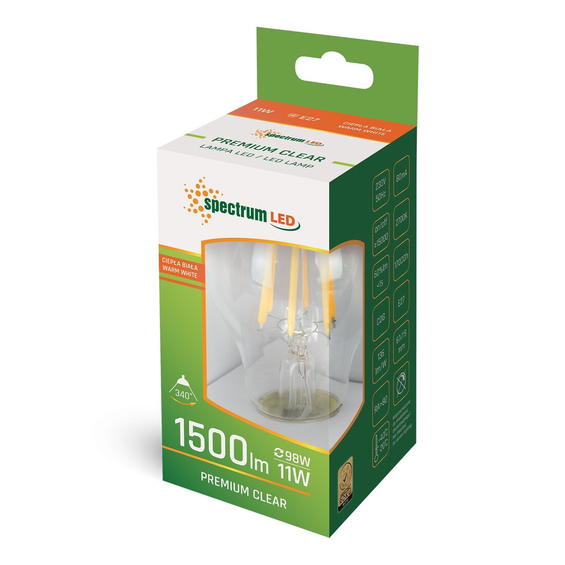WOJ+14363 LAMPARA STANDARD LED CRISTAL 11W E27 2700K SPECTRUM