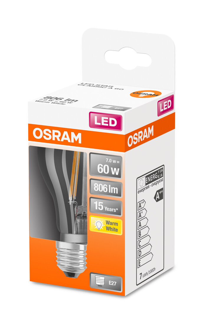 112261 LAMPARA STANDARD FIL LED E27 7W 2700K RETROFIT OSRAM