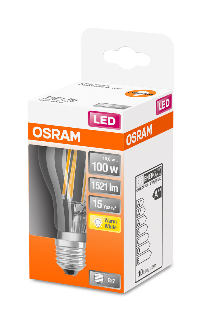 124707 LAMPARA STANDARD FIL LED E27 10W 2700K RETROFIT OSRAM