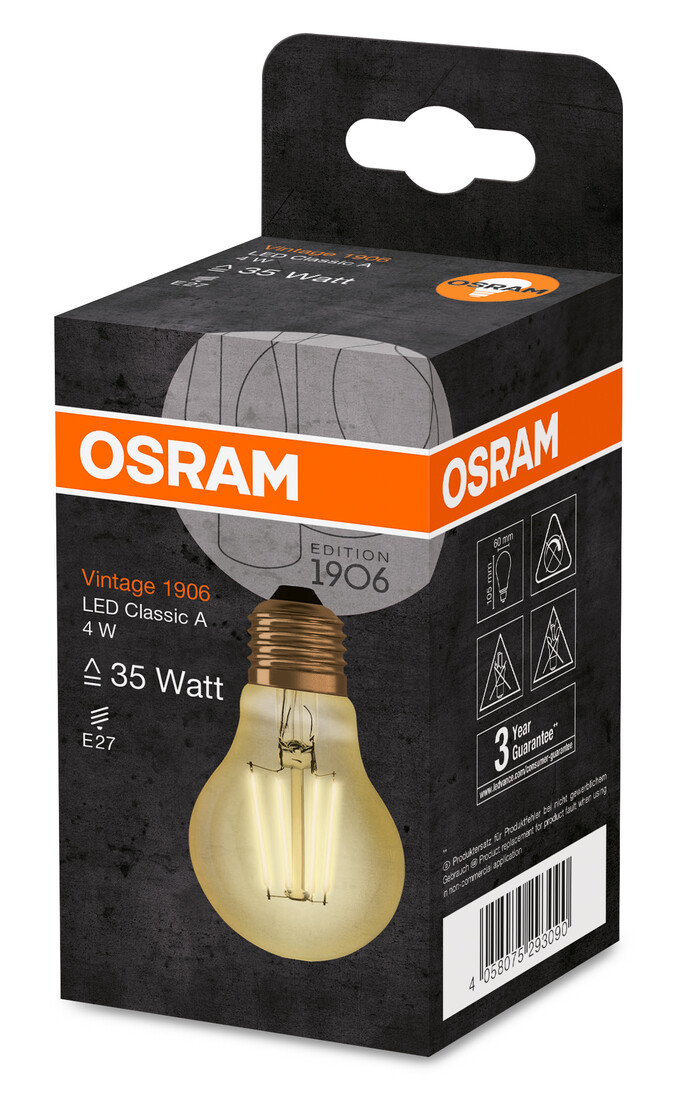293090 LAMPARA STANDAR FIL LED E27 4W 2400K OSRAM