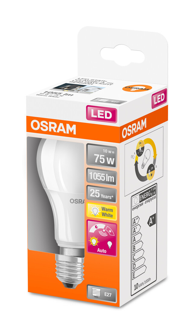 428287 LAMPARA STANDARD LED SENSOR LUZ E27 10W 2700K OSRAM