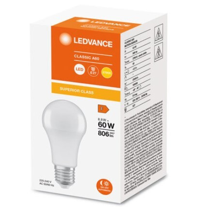 094200 LAMPARA STANDARD LED SENSOR MOVIMIENTO E27 8,8W 2700K SUPERIOR OSRAM